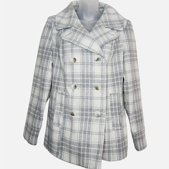 Old navy white and gray plaid pea coat (NWOT) - Picture 4 of 5